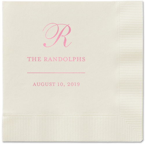 Monogrammed Love Napkins, Pink, Ecru