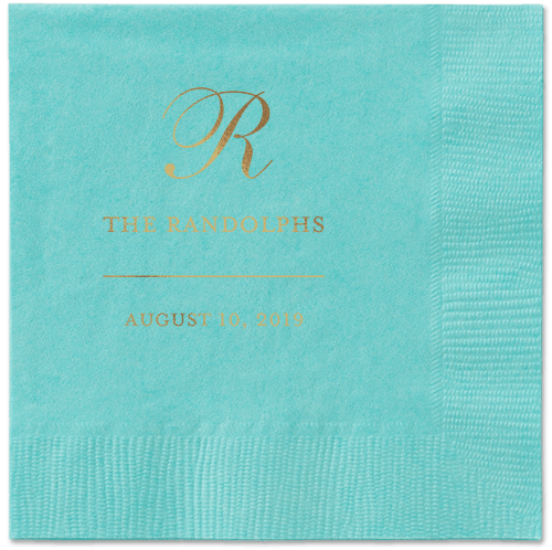 Monogrammed Love Napkins, Yellow, Aqua