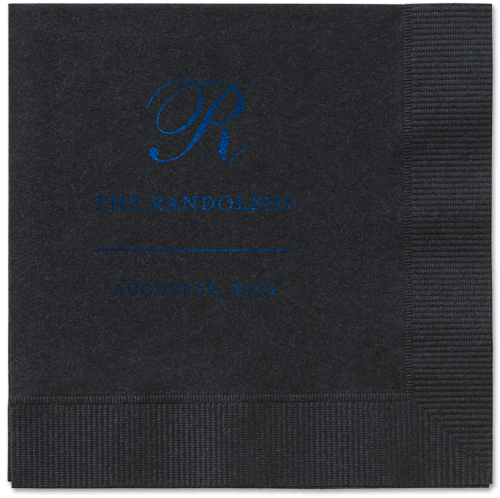 Monogrammed Love Napkins, Blue, Black