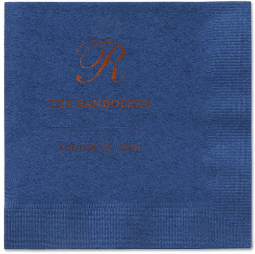 Monogrammed Love Napkins, Brown, Navy