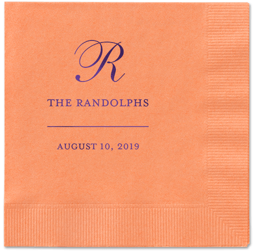 Monogrammed Love Napkins, Purple, Coral, Purple