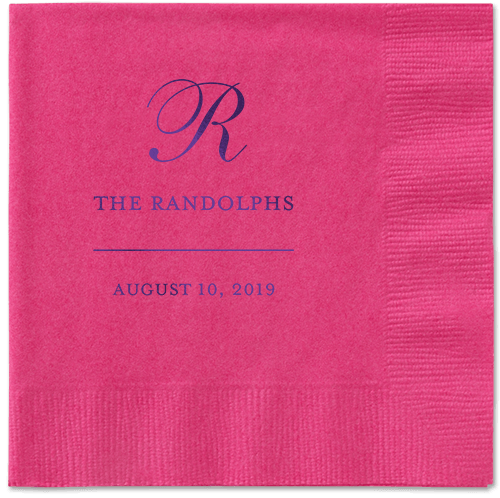 Monogrammed Love Napkins, Purple, Magenta