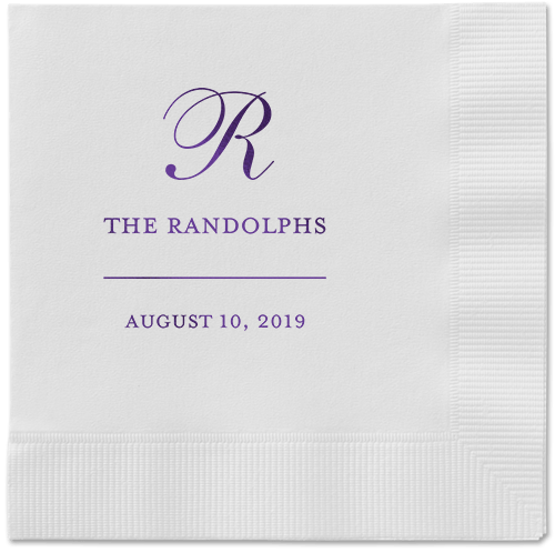 Monogrammed Love Napkins, Purple, White