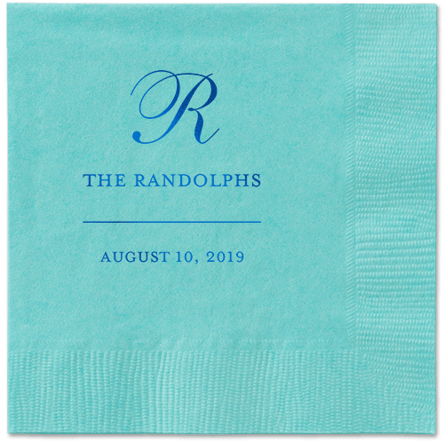 Monogrammed Love Napkins, Blue, Aqua