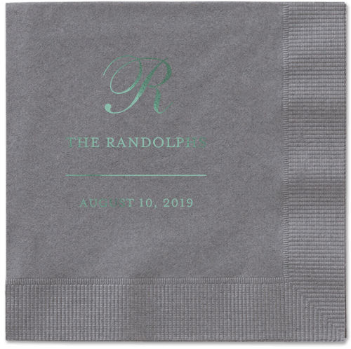 Monogrammed Love Napkins, Green, Pewter, Sage