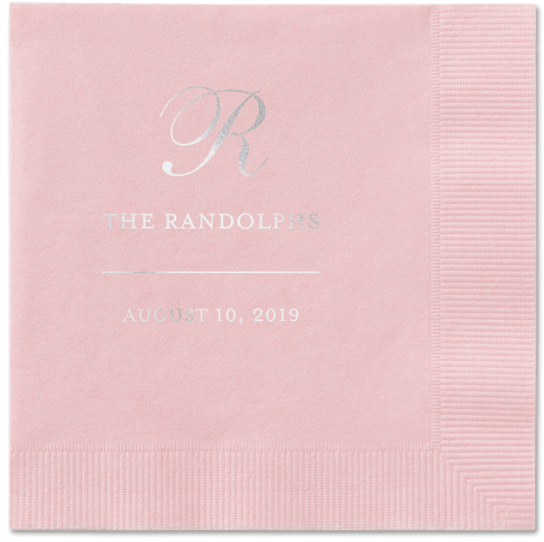 Monogrammed Love Napkins, Grey, Blush, Silver