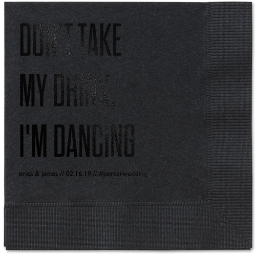 Pouring Love Napkins, Black, Black, Black