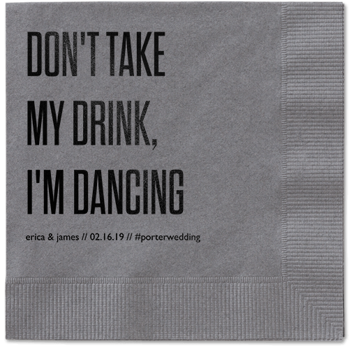 Pouring Love Napkins, Black, Pewter, Black