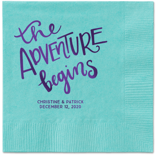 Remarkable Adventure Napkins, Purple, Aqua, Purple