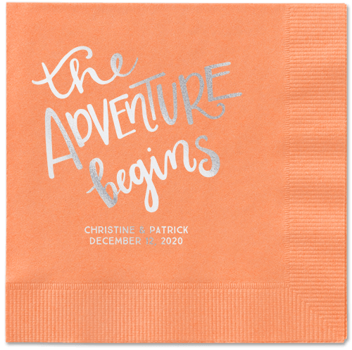 Remarkable Adventure Napkins, Grey, Coral, Silver