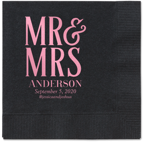 Statement Scroll Napkins, Pink, Black