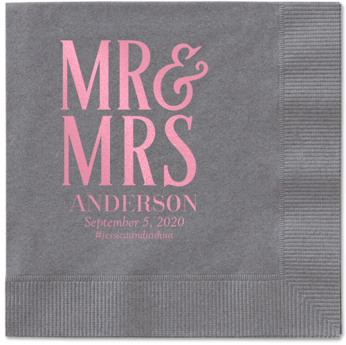 Statement Scroll Napkins, Pink, Pewter