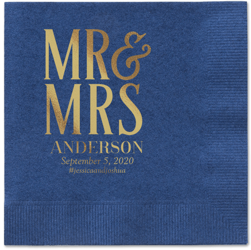 Statement Scroll Napkins, Yellow, Navy, Gold