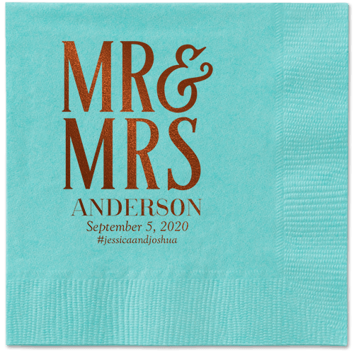 Statement Scroll Napkins, Brown, Aqua