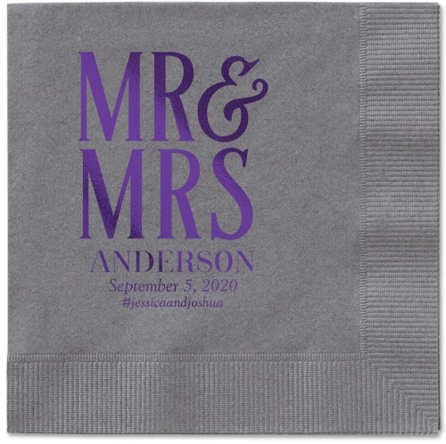 Statement Scroll Napkins, Purple, Pewter, Purple