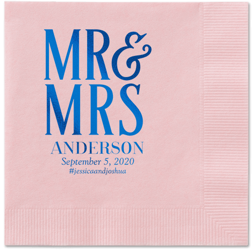 Statement Scroll Napkins, Blue, Blush