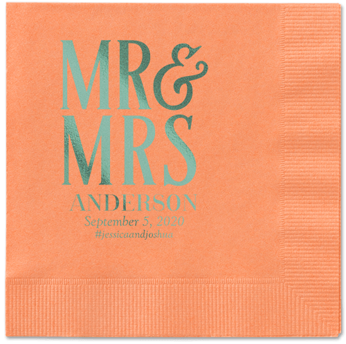 Statement Scroll Napkins, Green, Coral, Sage