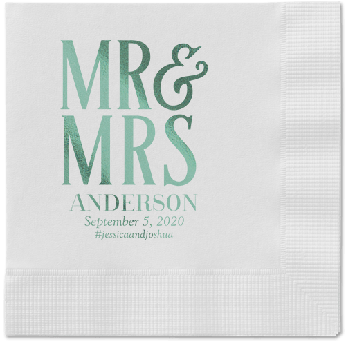 Statement Scroll Napkins, Green, White