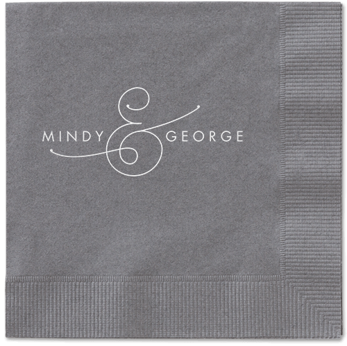 Gorgeous Couple Napkins, White, Pewter, White