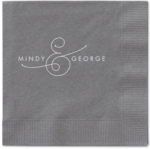 Gorgeous Couple Napkins, White, Pewter