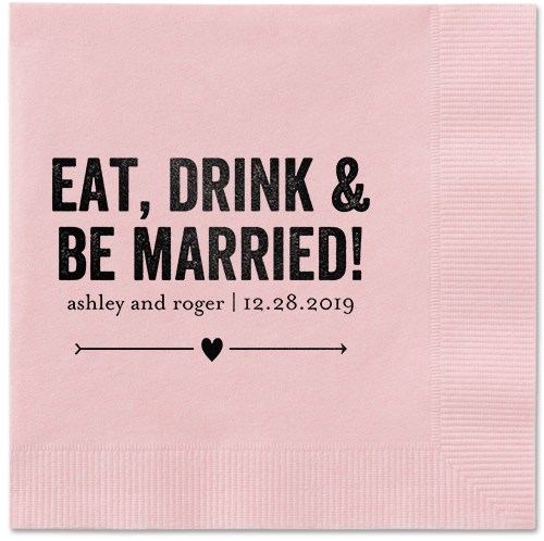 Married Fun Napkins, Black, Blush, Black