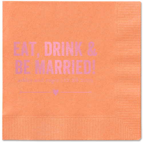 Married Fun Napkins, Pink, Coral