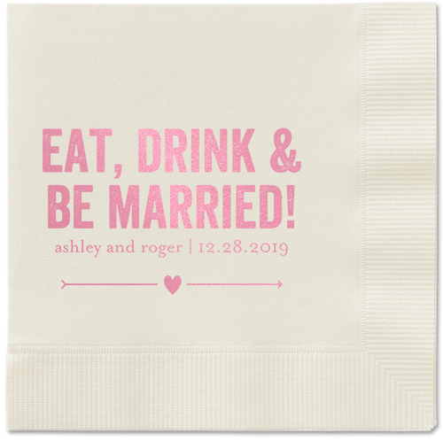 Married Fun Napkins, Pink, Ecru, Blush