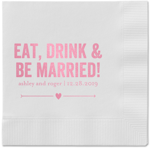 Married Fun Napkins, Pink, White