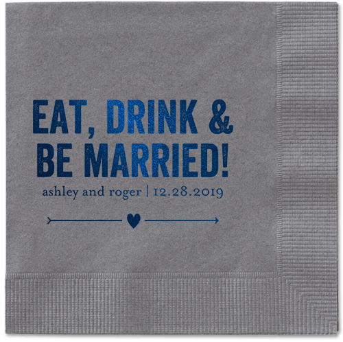 Married Fun Napkins, Blue, Pewter, Midnight