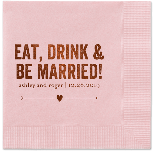 Married Fun Napkins, Brown, Blush