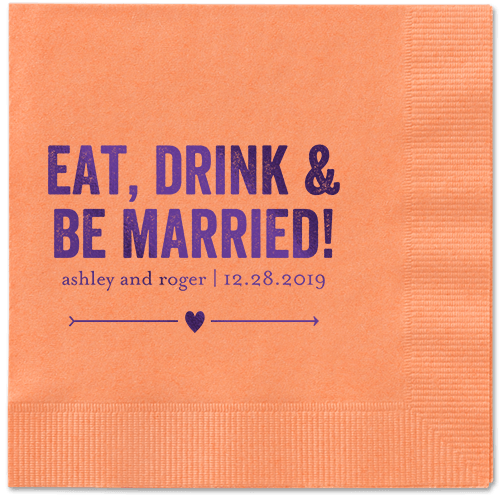 Married Fun Napkins, Purple, Coral, Purple