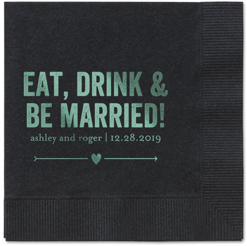 Married Fun Napkins, Green, Black