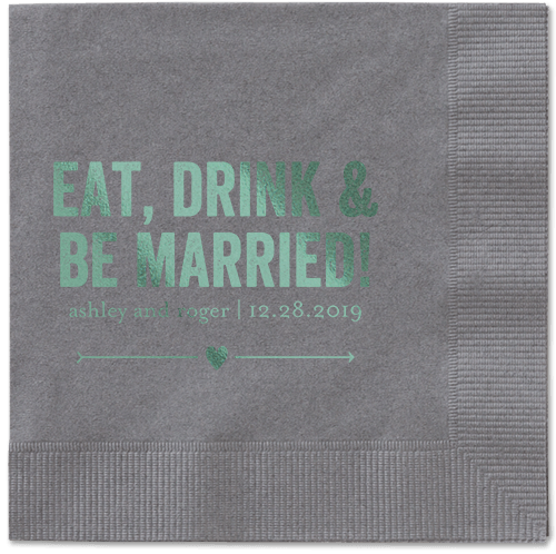 Married Fun Napkins, Green, Pewter, Sage