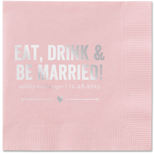 Married Fun Napkins, Grey, Blush, Silver