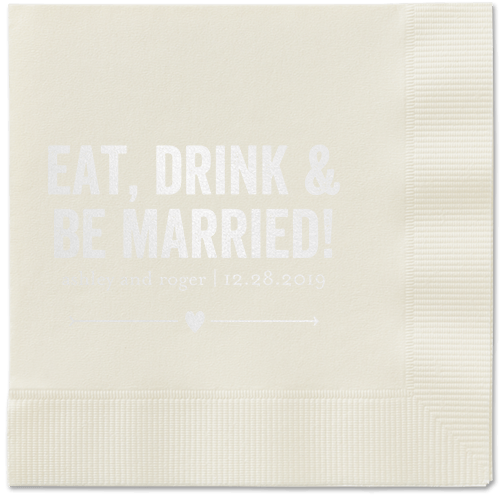 Married Fun Napkins, White, Ecru