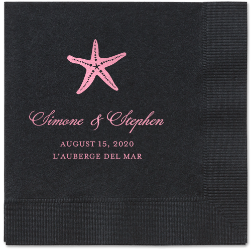 Stylish Starfish Napkins, Pink, Black, Blush