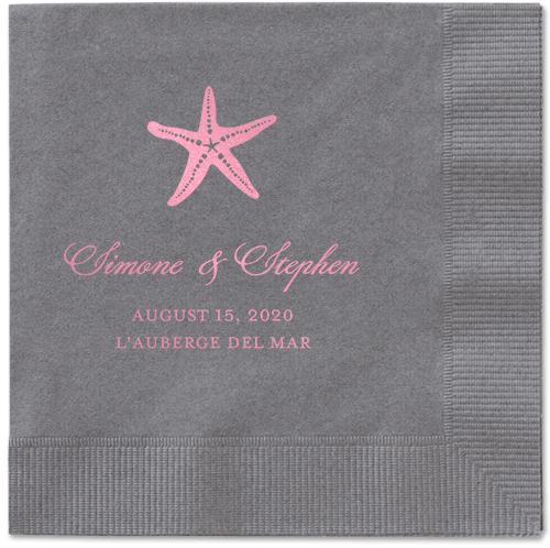 Stylish Starfish Napkins, Pink, Pewter