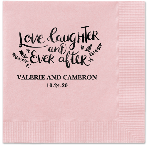 Love And Laughter Forever Napkins, Black, Blush