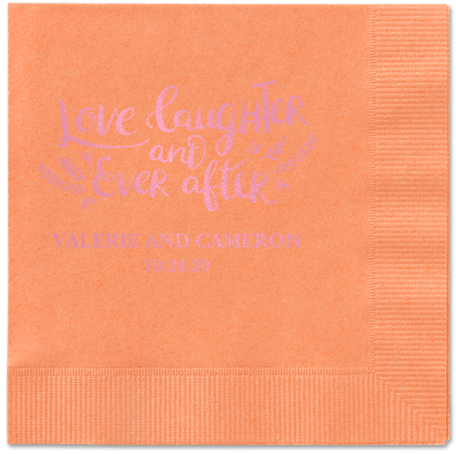 Love And Laughter Forever Napkins, Pink, Coral