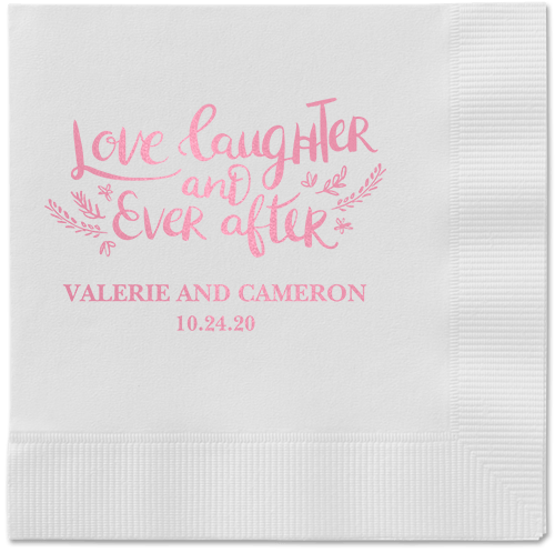 Love And Laughter Forever Napkins, Pink, White