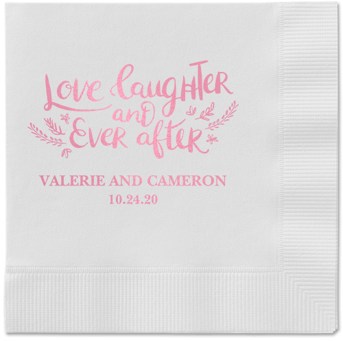 Love And Laughter Forever Napkins, Pink, White, Blush