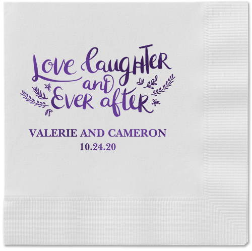 Love And Laughter Forever Napkins, Purple, White