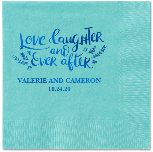 Love And Laughter Forever Napkins, Blue, Aqua