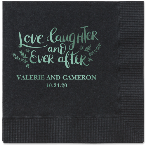 Love And Laughter Forever Napkins, Green, Black, Sage