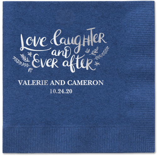 Love And Laughter Forever Napkins, Grey, Navy