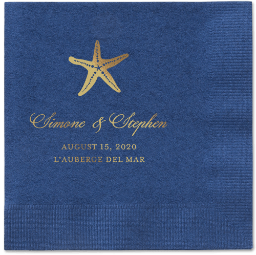 Stylish Starfish Napkins, Yellow, Navy