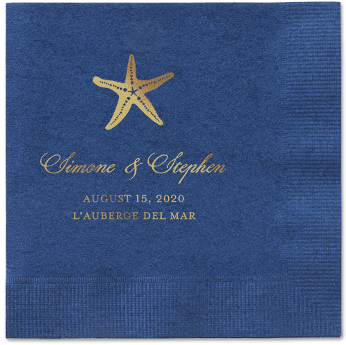 Stylish Starfish Napkins, Yellow, Navy, Gold