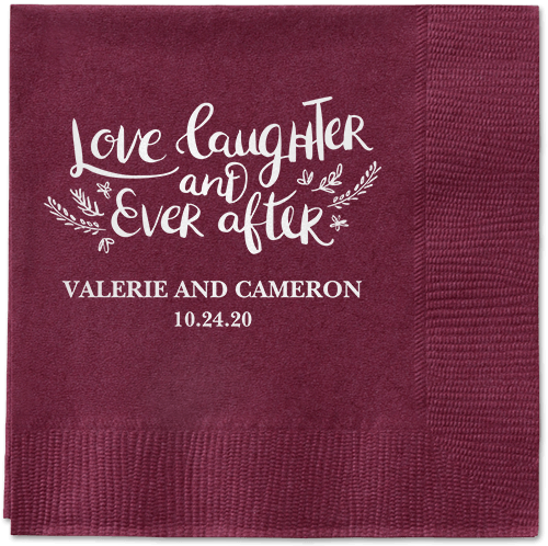 Love And Laughter Forever Napkins, White, Berry