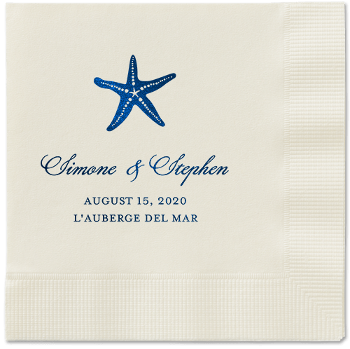 Stylish Starfish Napkins, Blue, Ecru, Midnight