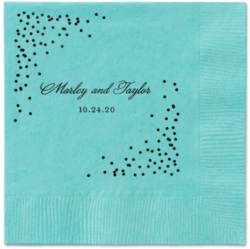 Confetti Greeting Napkins, Black, Aqua